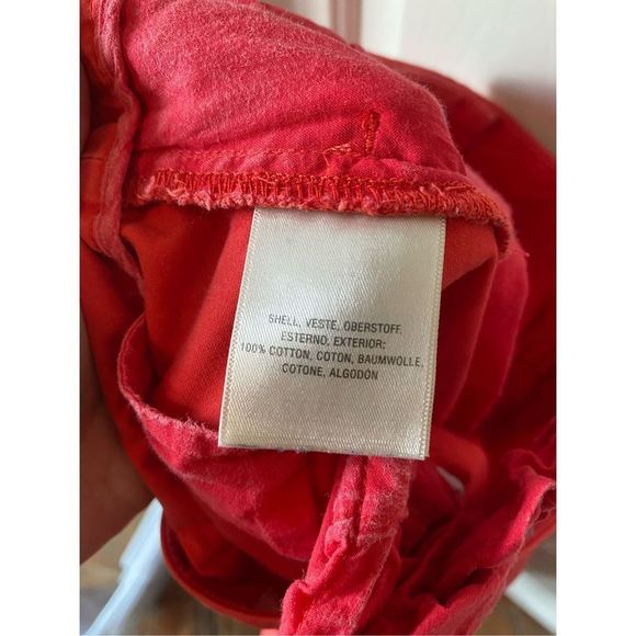 By Anthropologie Red Orange Cropped 100% Cotton Track Pants, Size 4 - Picture 9 of 11